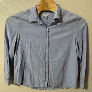 Orvis Linen Blend Button Shirt Women's XXL Blue Long Sleeve Lightweight Casual‎